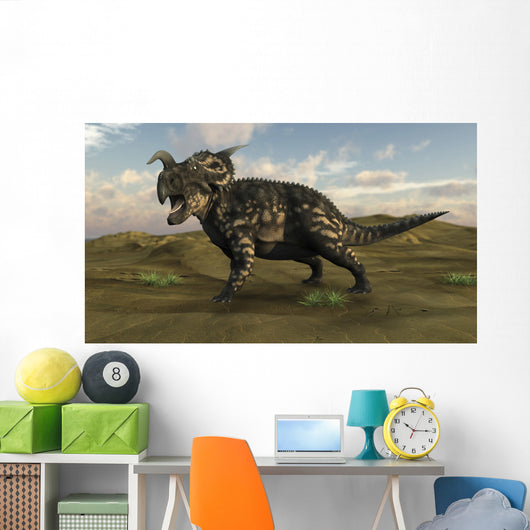 Brown Einiosaurus Walking across Wall Decal Design 5