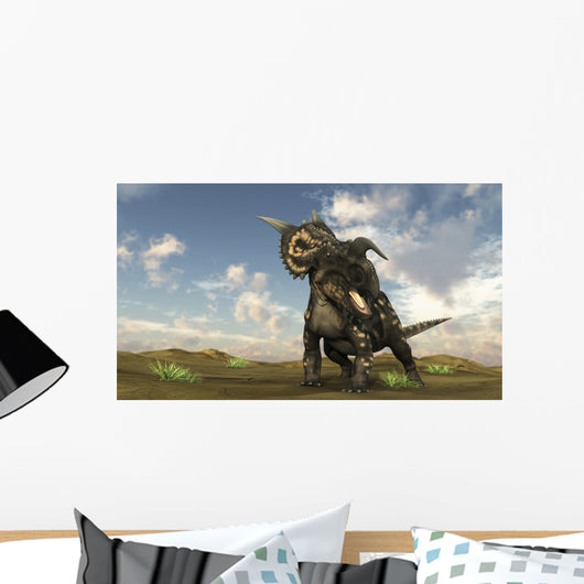 Brown Einiosaurus Walking across Wall Decal Design 4