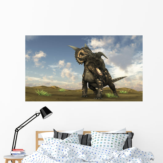 Brown Einiosaurus Walking across Wall Decal Design 4