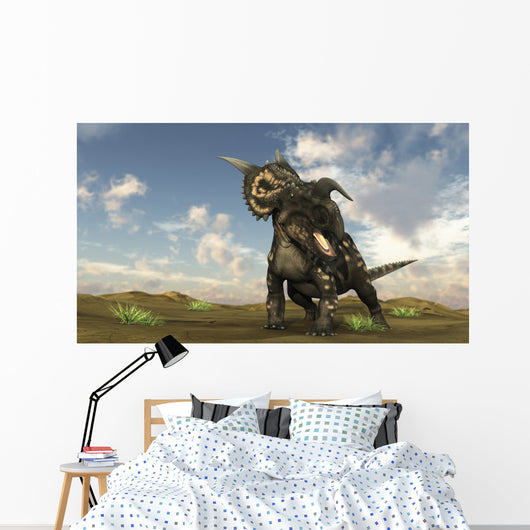Brown Einiosaurus Walking across Wall Decal Design 4