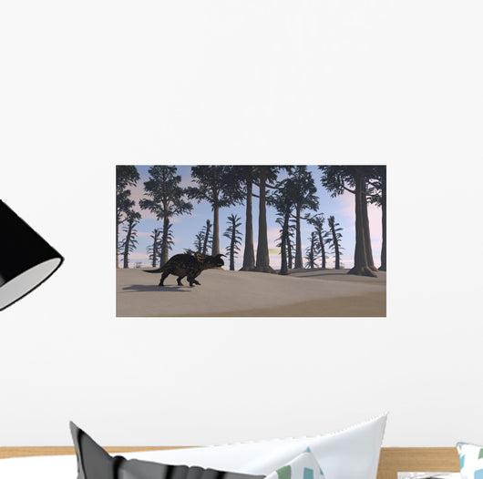 Brown Einiosaurus Roaming Prehistoric Wall Decal
