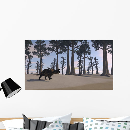 Brown Einiosaurus Roaming Prehistoric Wall Decal