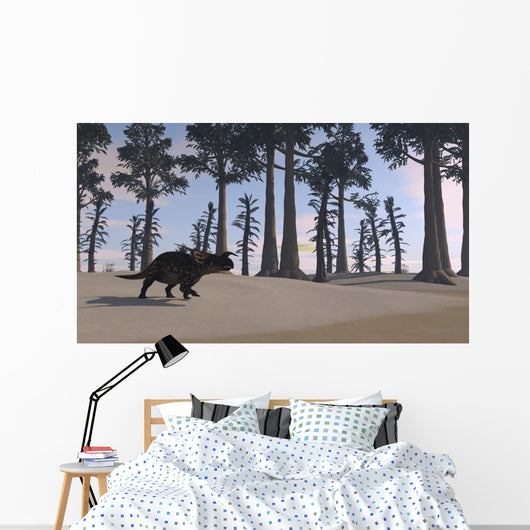 Brown Einiosaurus Roaming Prehistoric Wall Decal