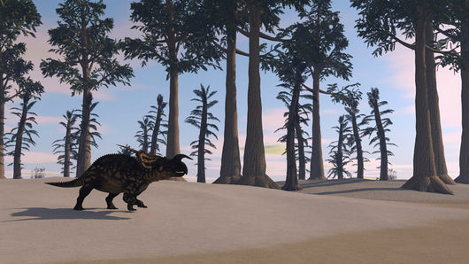Brown Einiosaurus Roaming Prehistoric Wall Decal