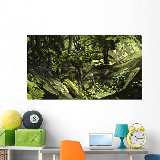 Utahraptor Prehistoric Forest Wall Decal Design 3