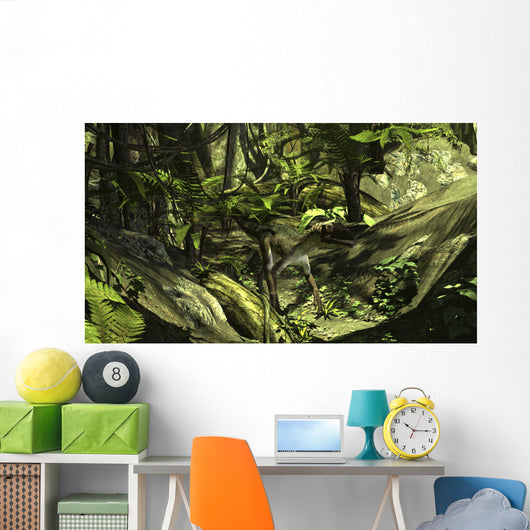 Utahraptor Prehistoric Forest Wall Decal Design 3