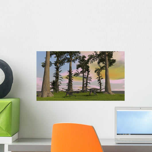 Herd Gigantoraptors Running across Wall Decal Design 1
