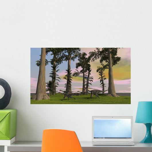 Herd Gigantoraptors Running across Wall Decal Design 1