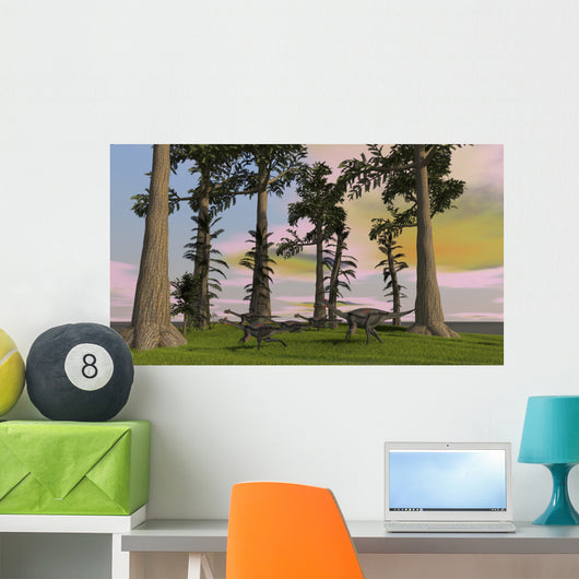 Herd Gigantoraptors Running across Wall Decal Design 1