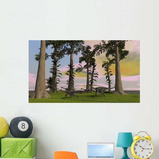 Herd Gigantoraptors Running across Wall Decal Design 1