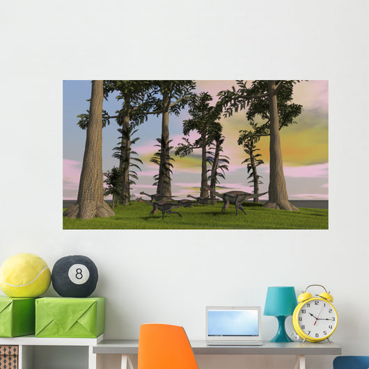 Herd Gigantoraptors Running across Wall Decal Design 1