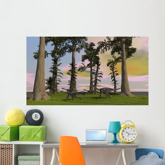 Herd Gigantoraptors Running across Wall Decal Design 1