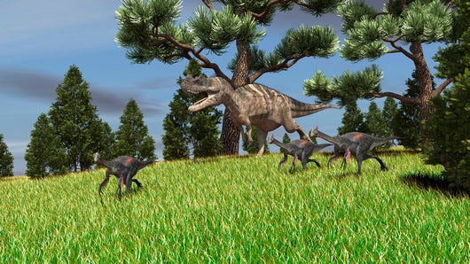 Ceratosaurus Chasing Group Gigantoraptors Wall Decal