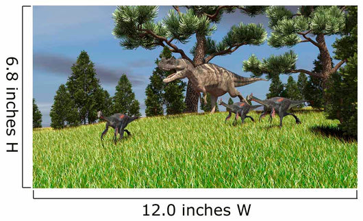 Ceratosaurus Chasing Group Gigantoraptors Wall Decal