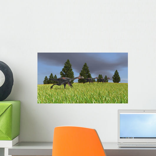 Group Gigantoraptors Running across Wall Decal