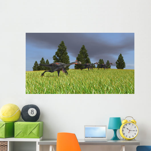 Group Gigantoraptors Running across Wall Decal