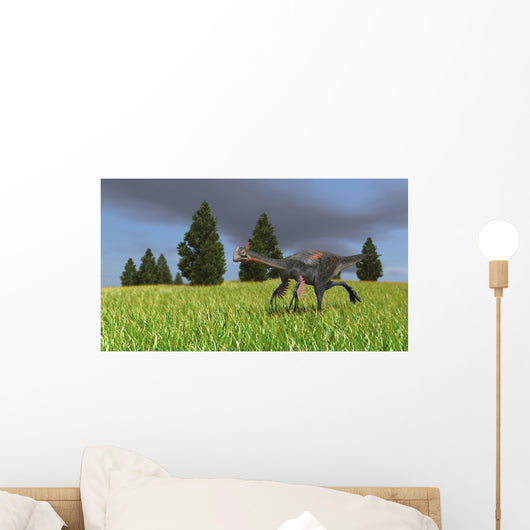 Gigantoraptor Running across Open Wall Decal Design 1