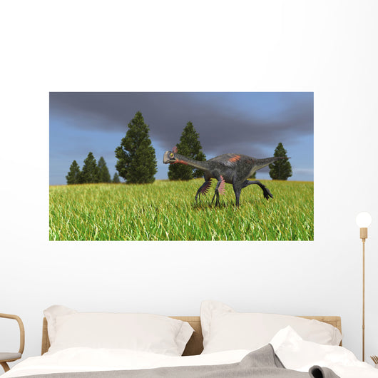 Gigantoraptor Running across Open Wall Decal Design 1