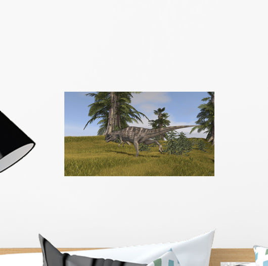 Ceratosaurus Running across Grassy Wall Decal Design 3