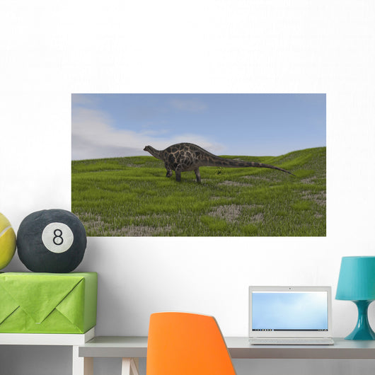 Dicraeosaurus Walking across Grassy Wall Decal Design 2