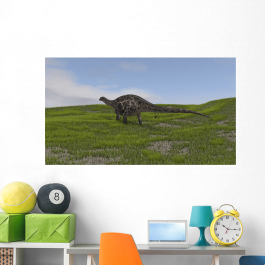 Dicraeosaurus Walking across Grassy Wall Decal Design 2
