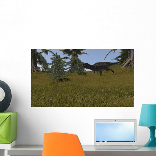 Majungasaurus Running across Grassy Wall Decal Design 5