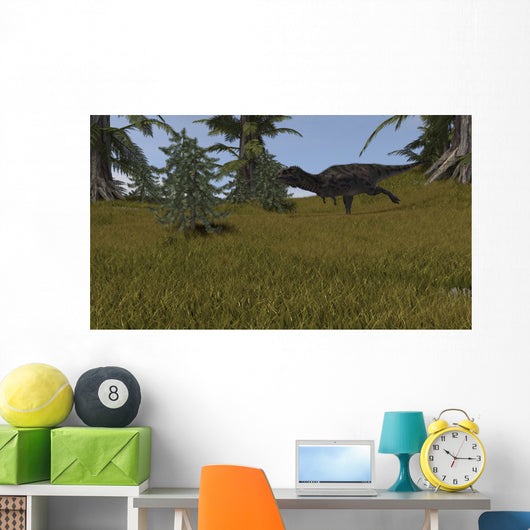 Majungasaurus Running across Grassy Wall Decal Design 5