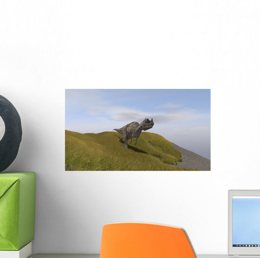 Ceratosaurus Running across Grassy Wall Decal Design 1