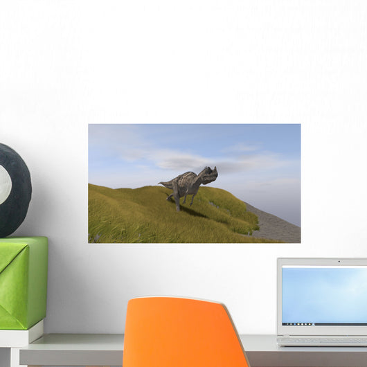 Ceratosaurus Running across Grassy Wall Decal Design 1