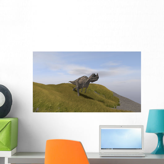 Ceratosaurus Running across Grassy Wall Decal Design 1