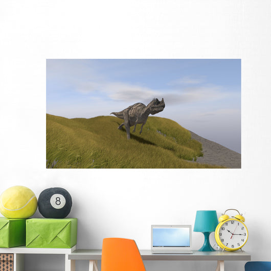 Ceratosaurus Running across Grassy Wall Decal Design 1