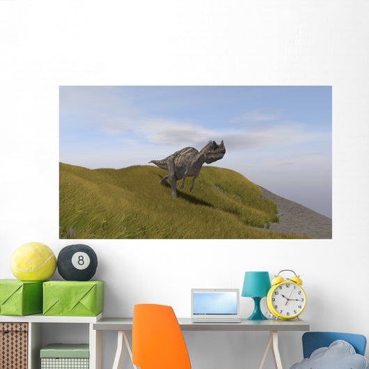 Ceratosaurus Running across Grassy Wall Decal Design 1