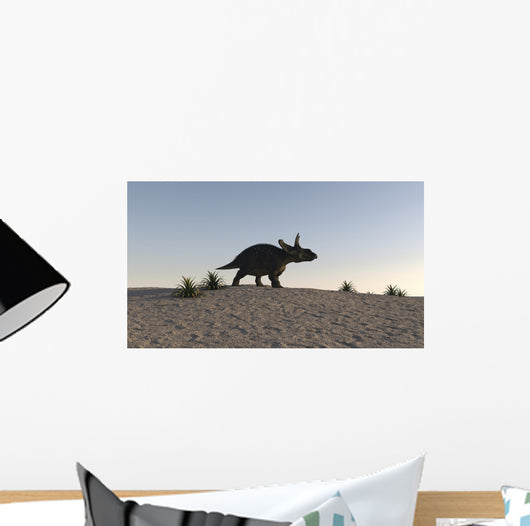 Triceratops Walking across Barren Wall Decal Design 3