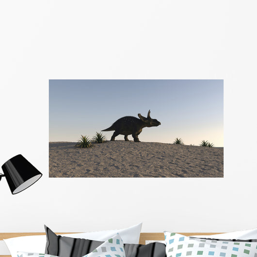 Triceratops Walking across Barren Wall Decal Design 3