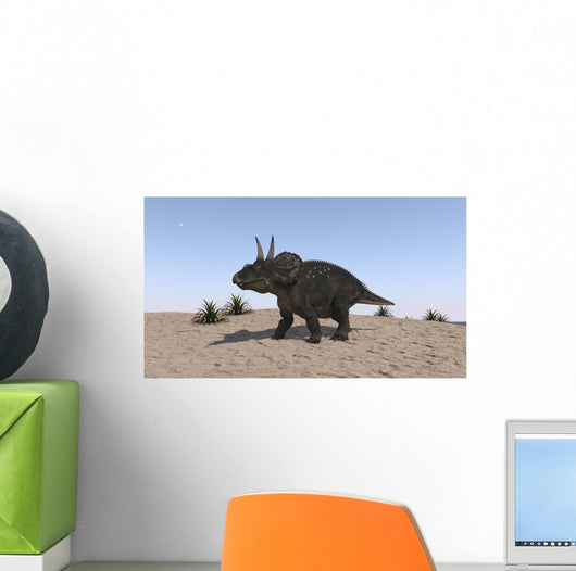 Triceratops Walking across Barren Wall Decal Design 2