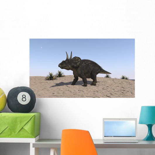 Triceratops Walking across Barren Wall Decal Design 2