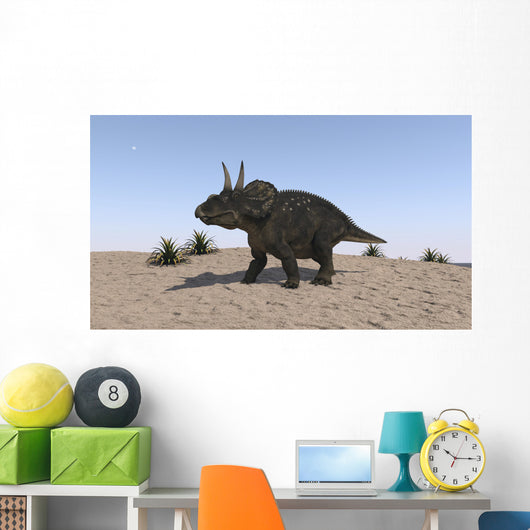 Triceratops Walking across Barren Wall Decal Design 2