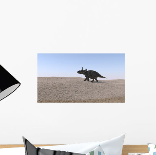 Triceratops Walking across Barren Wall Decal Design 1