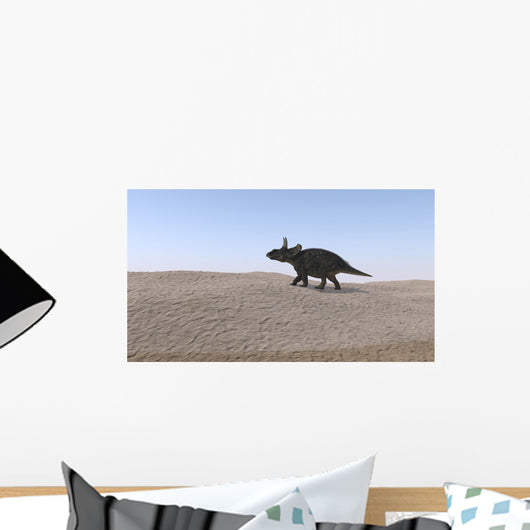 Triceratops Walking across Barren Wall Decal Design 1