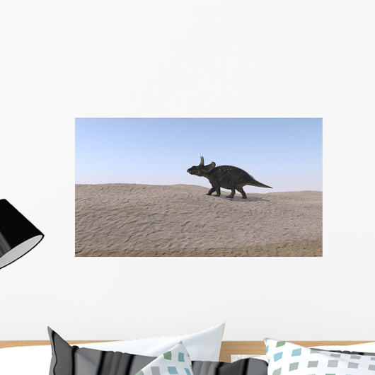 Triceratops Walking across Barren Wall Decal Design 1