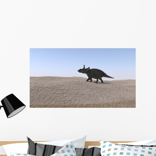 Triceratops Walking across Barren Wall Decal Design 1