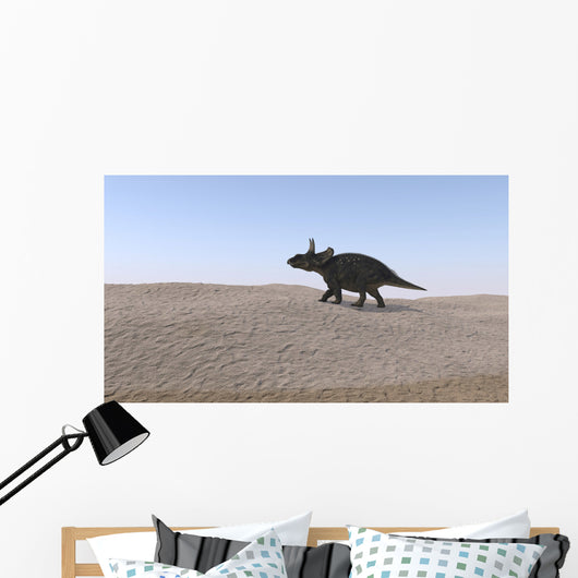 Triceratops Walking across Barren Wall Decal Design 1
