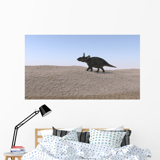 Triceratops Walking across Barren Wall Decal Design 1