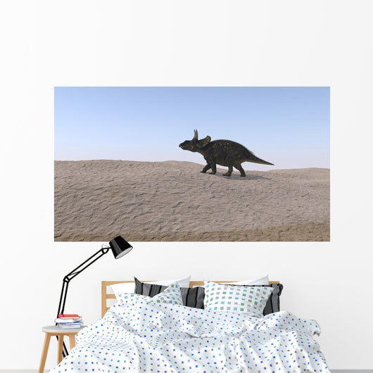 Triceratops Walking across Barren Wall Decal Design 1