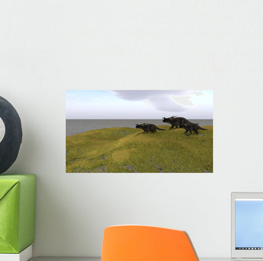 Three Einiosaurus Dinosaurs Walking Wall Decal Design 2
