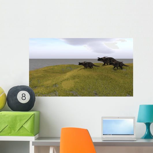 Three Einiosaurus Dinosaurs Walking Wall Decal Design 2