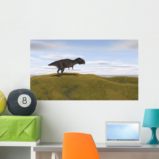 Majungasaurus Walking across Grassy Wall Decal Design 1