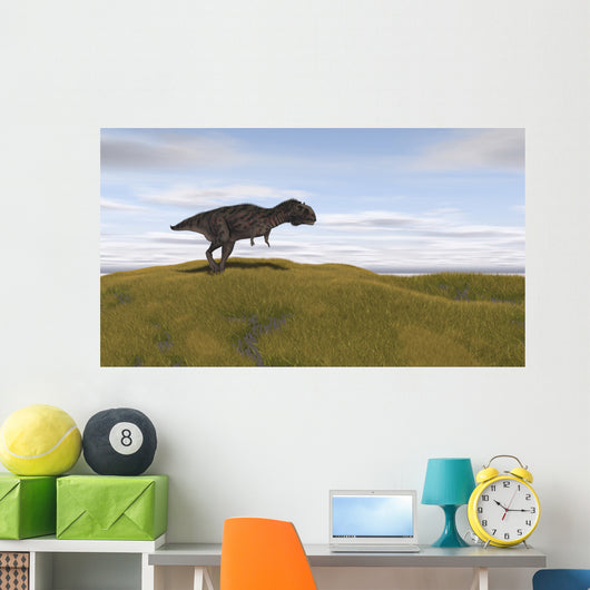 Majungasaurus Walking across Grassy Wall Decal Design 1