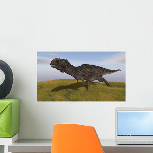 Majungasaurus Running across Grassy Wall Decal Design 2