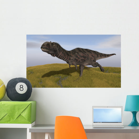 Majungasaurus Running across Grassy Wall Decal Design 2